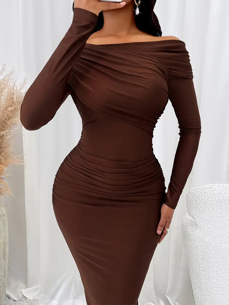 Tiana - Elegante vestido ajustado con hombros descubiertos
