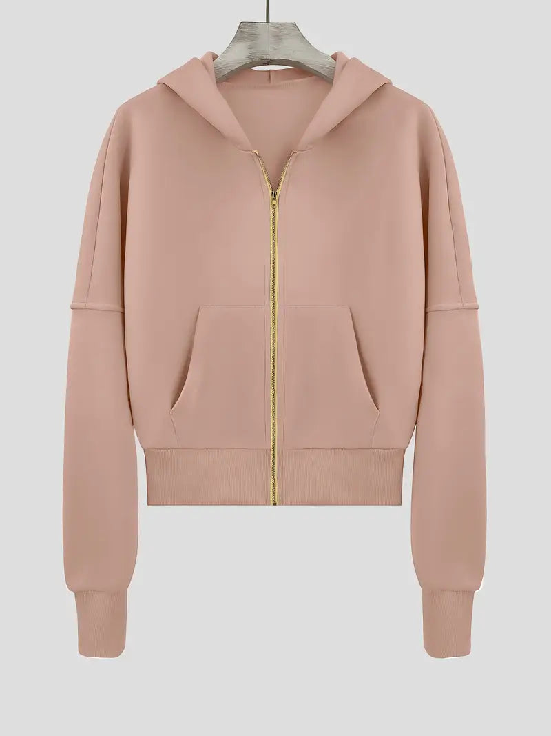 Scarlet – Sudadera corta con capucha de algodón con cremallera