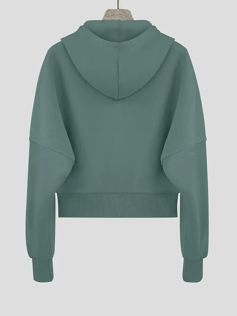 Scarlet – Sudadera corta con capucha de algodón con cremallera