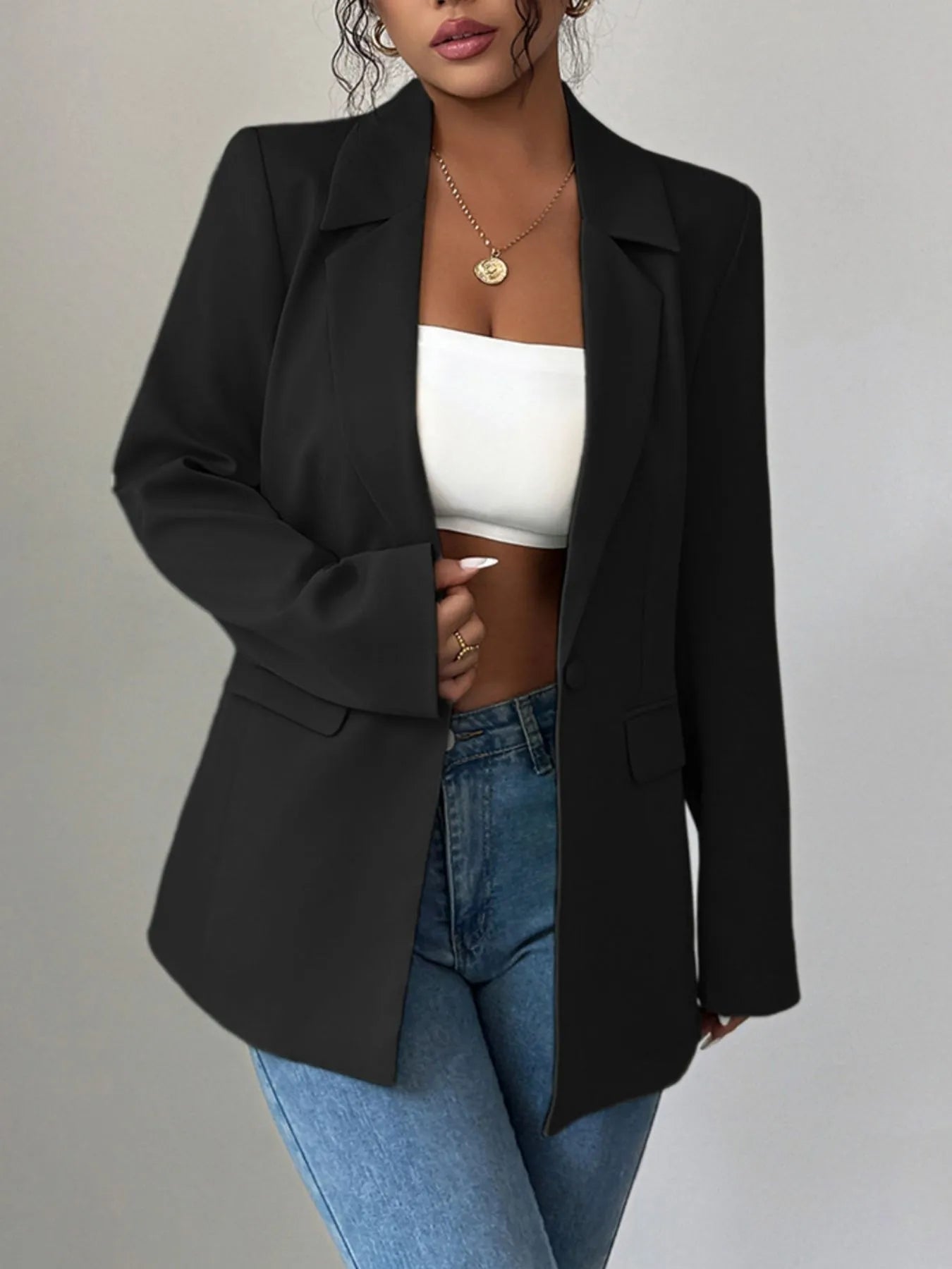 Lilibet - Elegante blazer con cuello de solapa y un botón