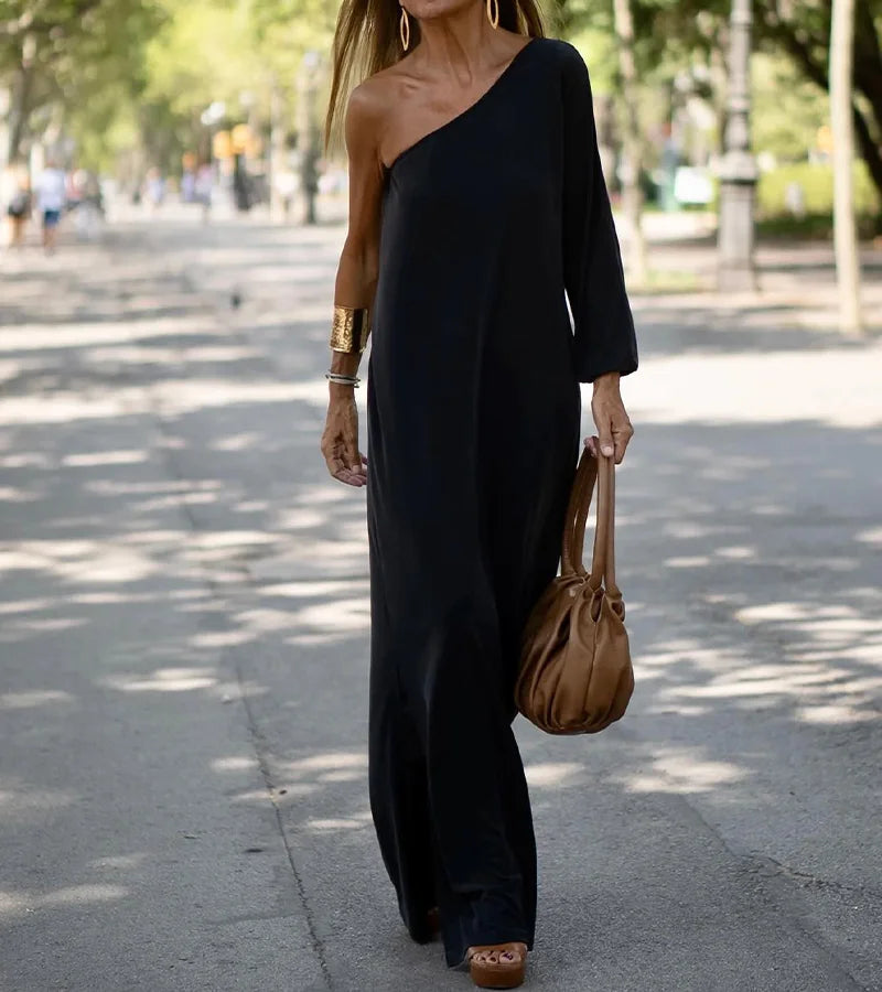 Aria - Vestido de un Hombro Elegantemente Fluido