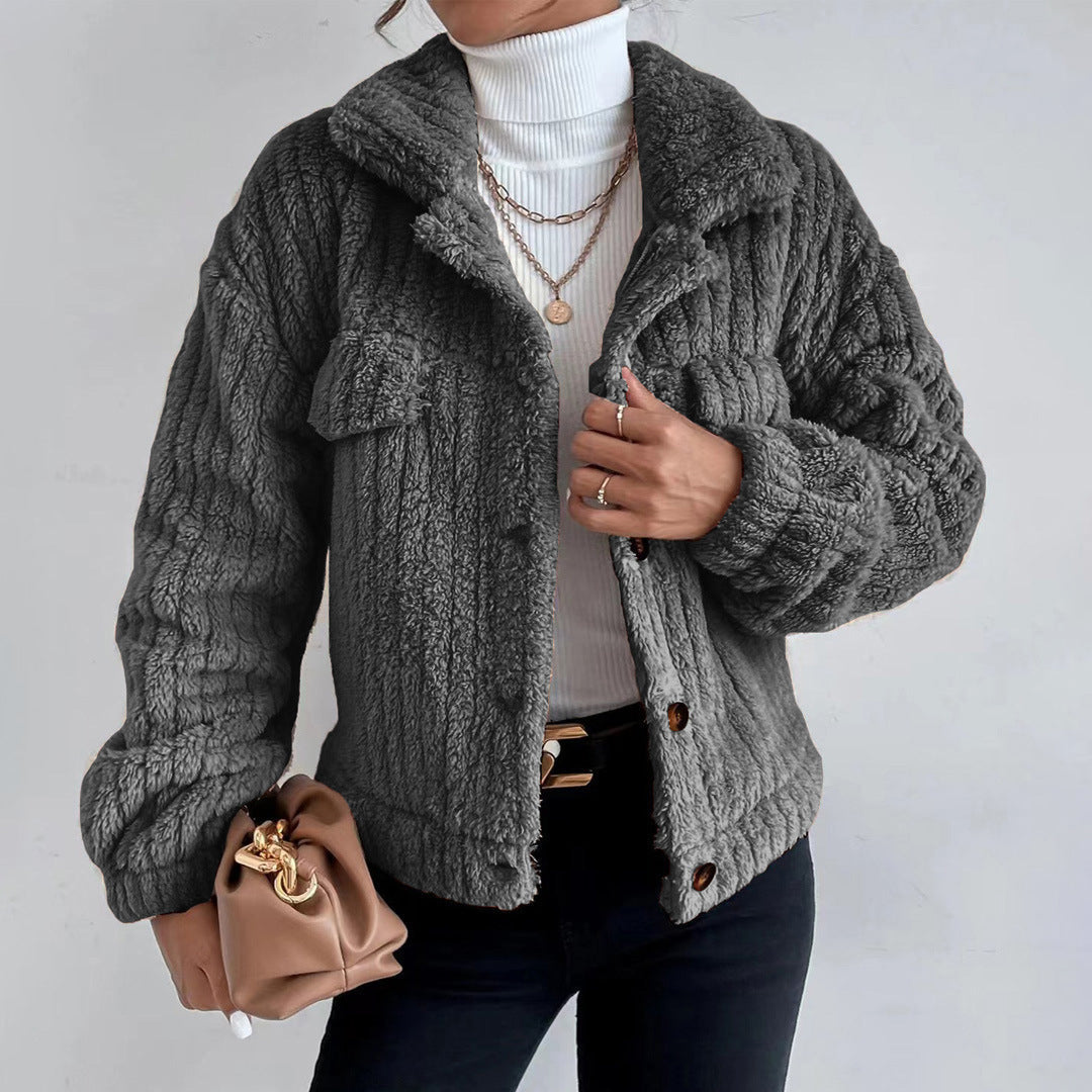 Katharina - Abrigo tipo chaqueta de felpa suave y acogedor