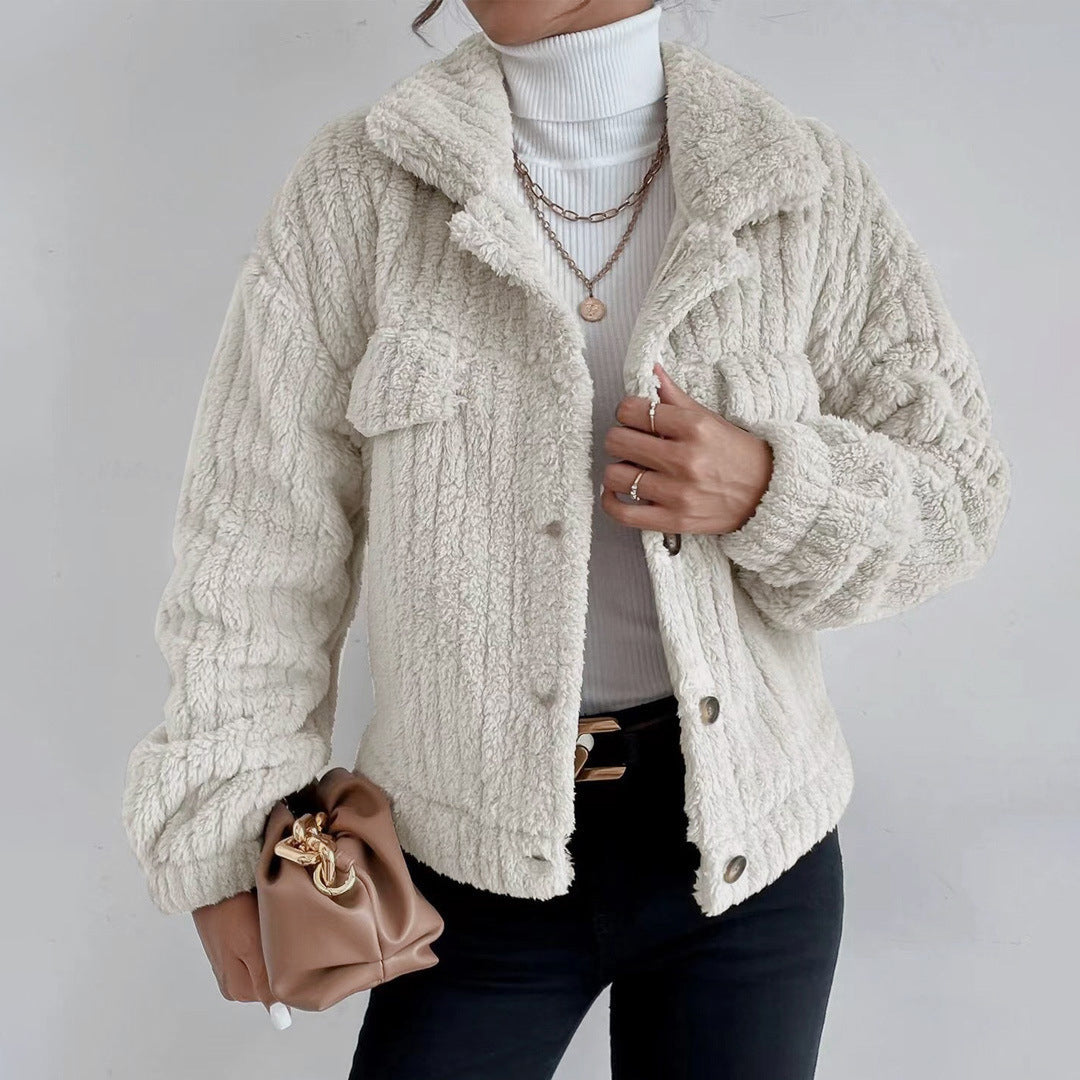 Katharina - Abrigo tipo chaqueta de felpa suave y acogedor