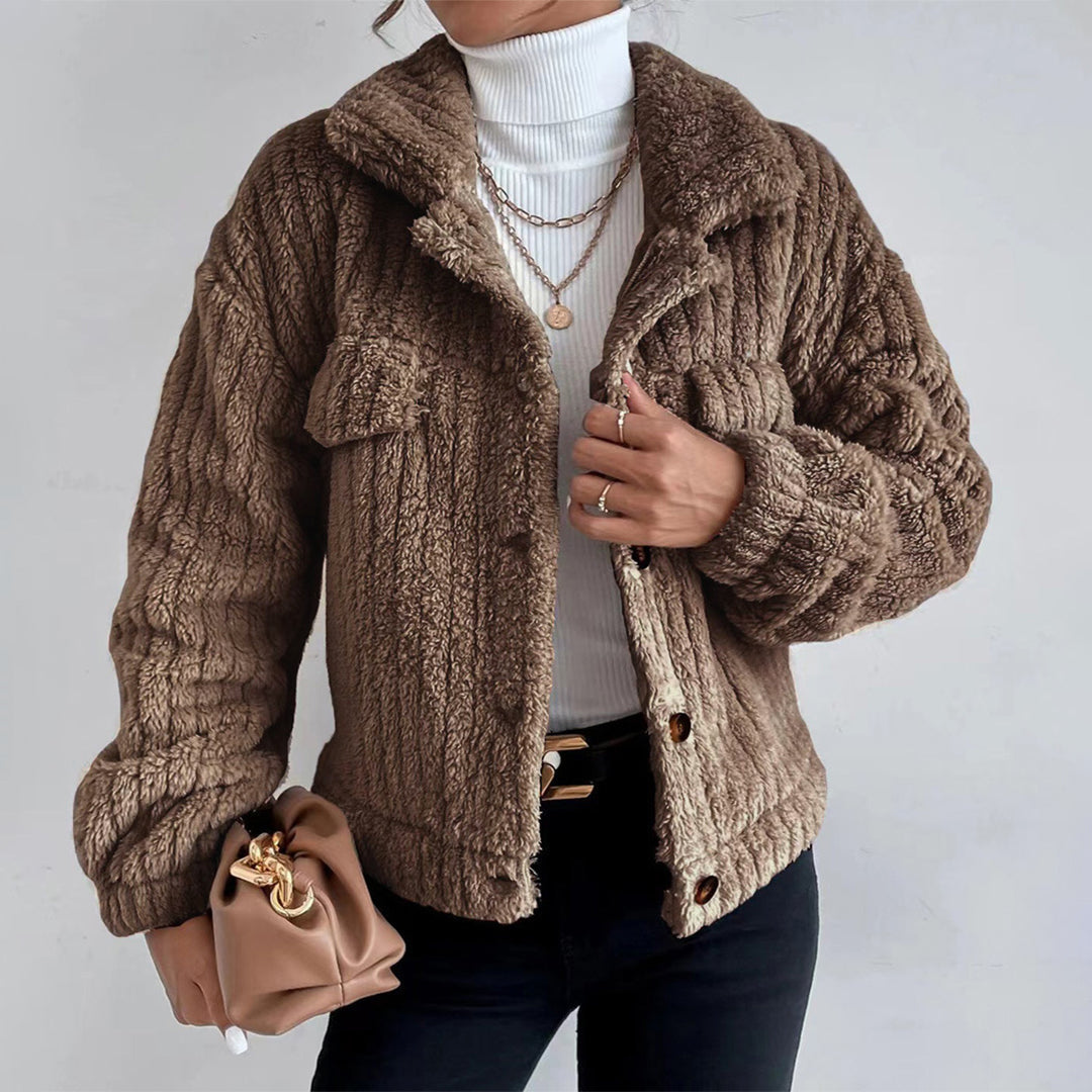 Katharina - Abrigo tipo chaqueta de felpa suave y acogedor