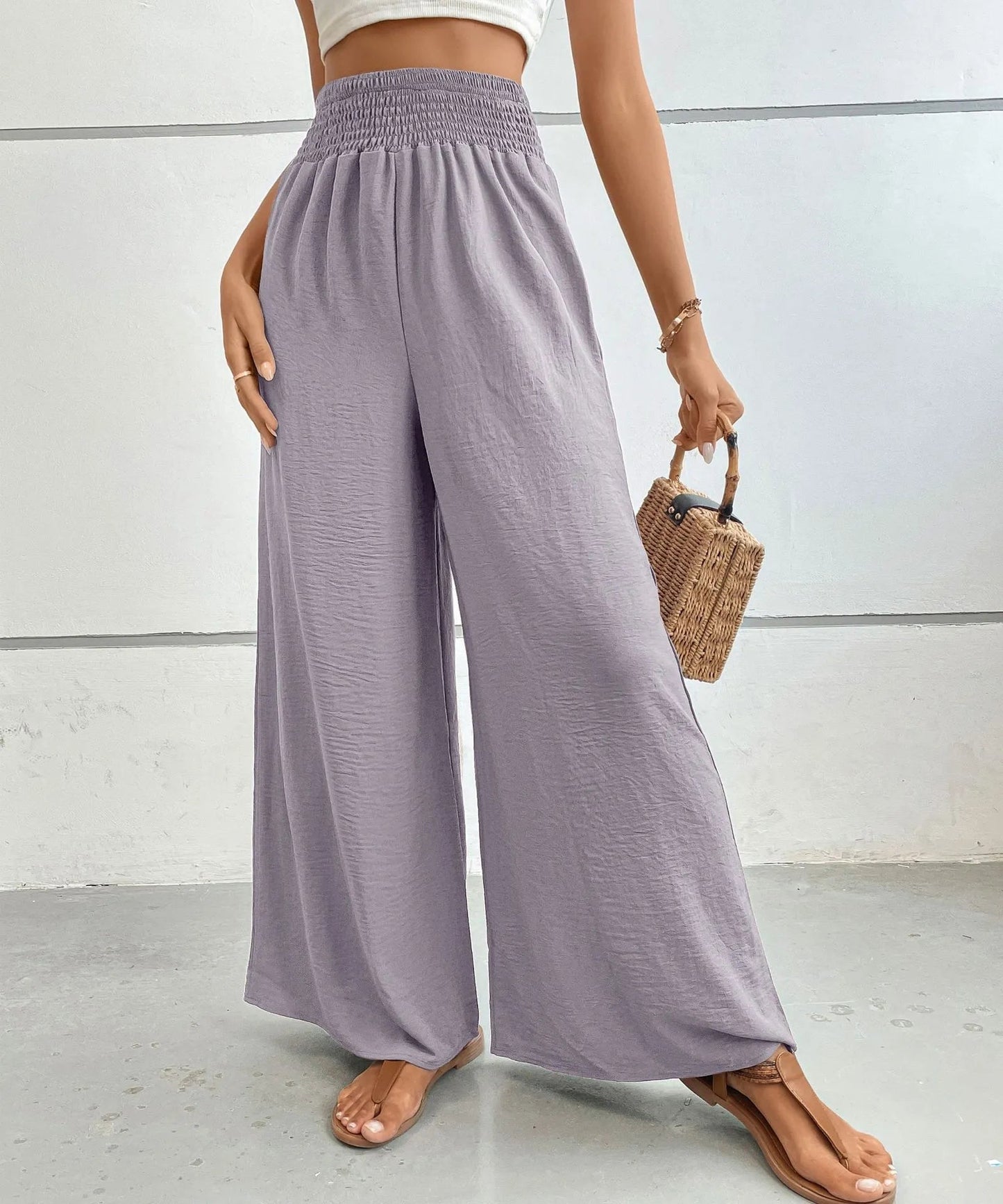Glenna - Pantalones informales holgados de cintura alta y pierna ancha