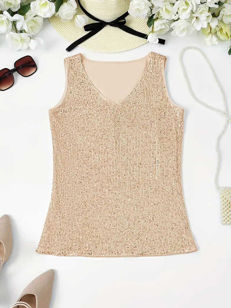 Uma – Elegante top sin mangas con lentejuelas