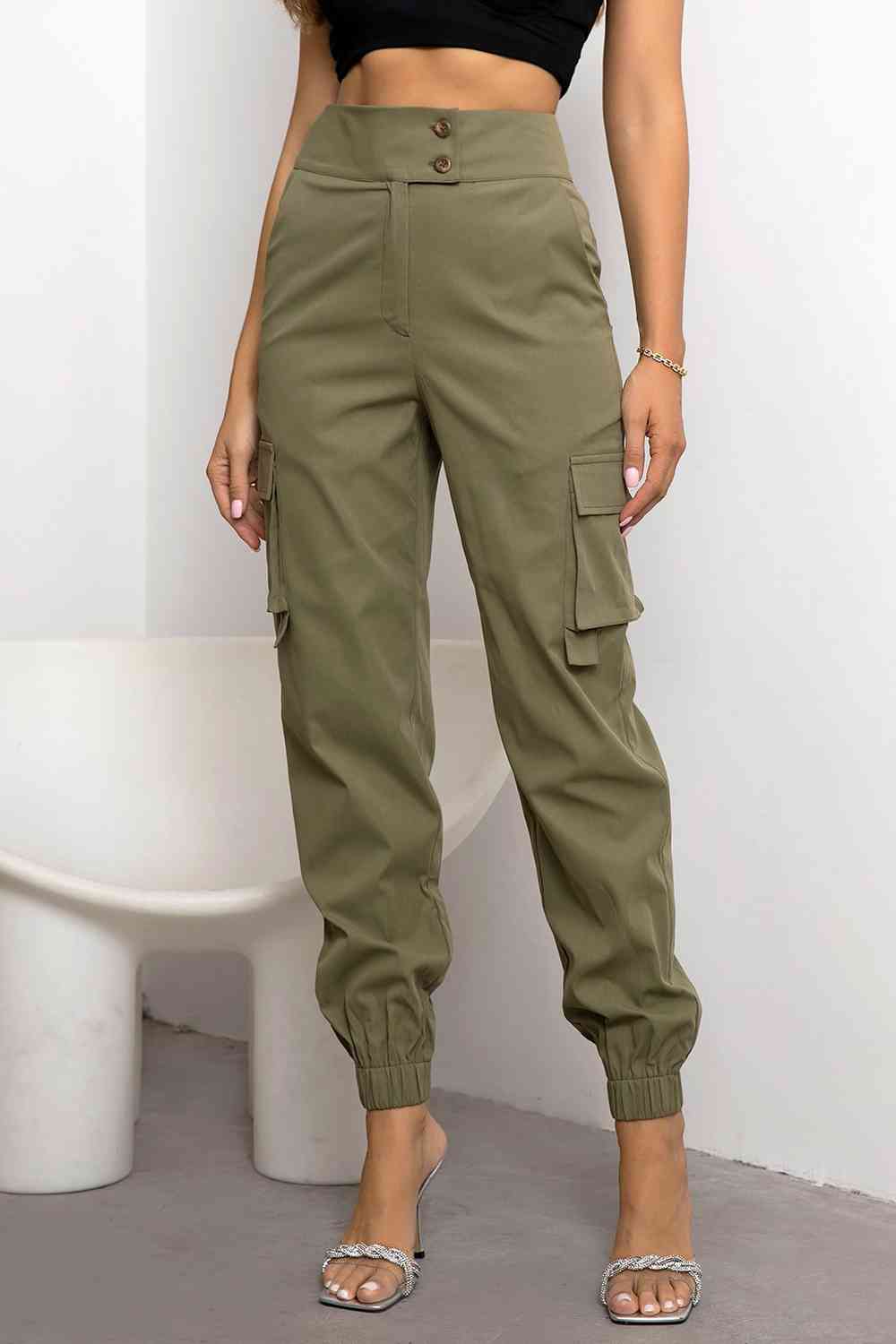 Vilma - Pantalón jogger cargo casual de cintura alta