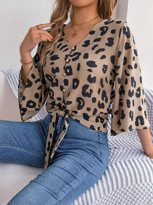 Suzan - Blusa suelta con estampado de leopardo