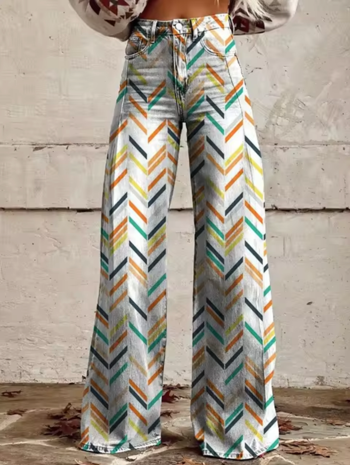 Verónica – Pantalón Ancho con Estampado de Luces LED