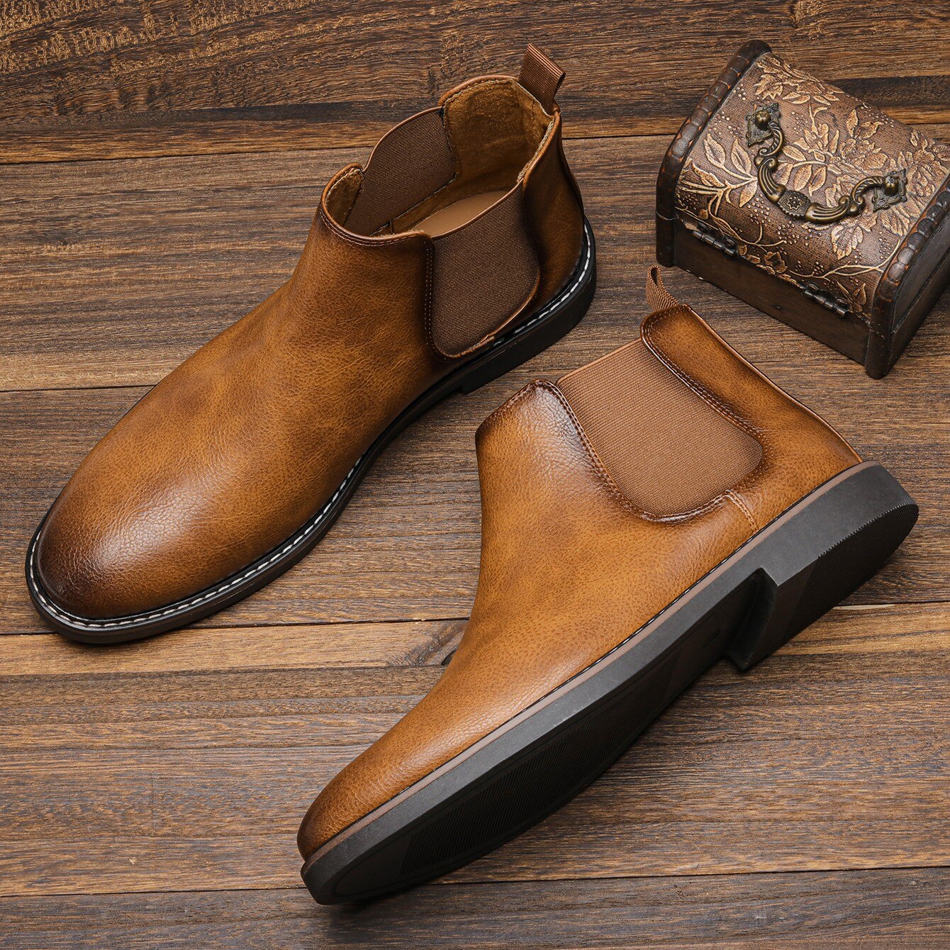 Gerno - Botas Chelsea de piel para hombre