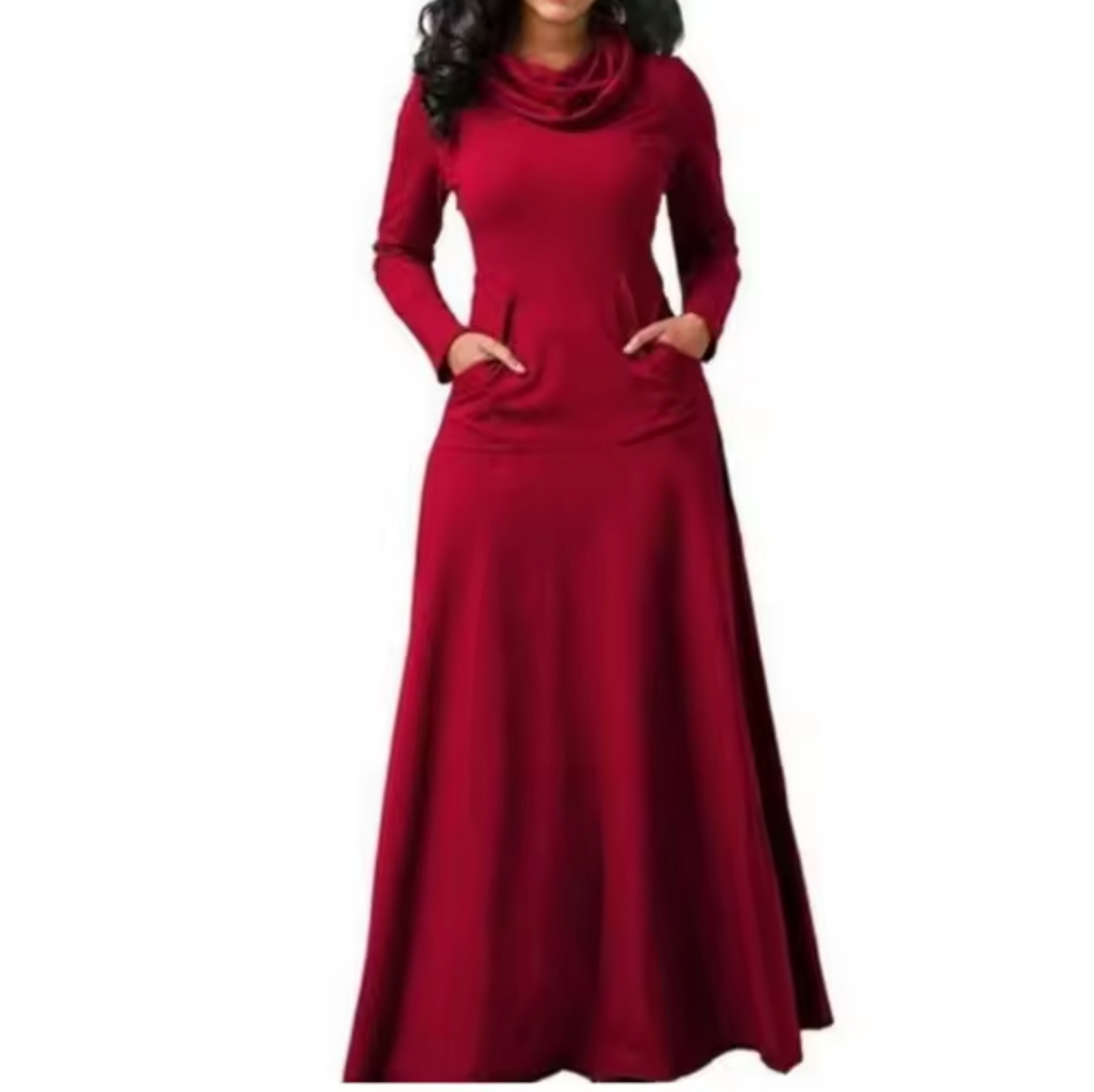 Solana – Vestido largo elegante con escote vuelto