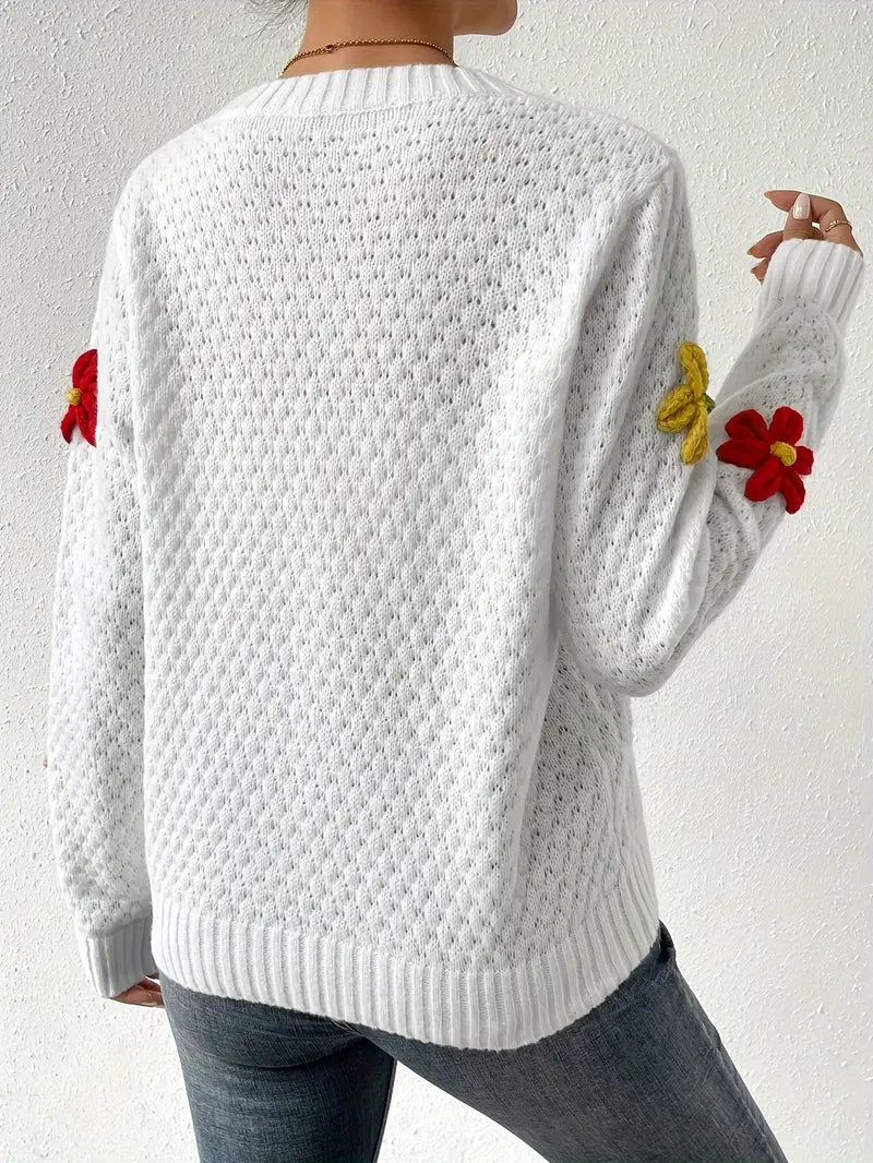 Kaadrie – Jersey de punto con bordado floral 3D