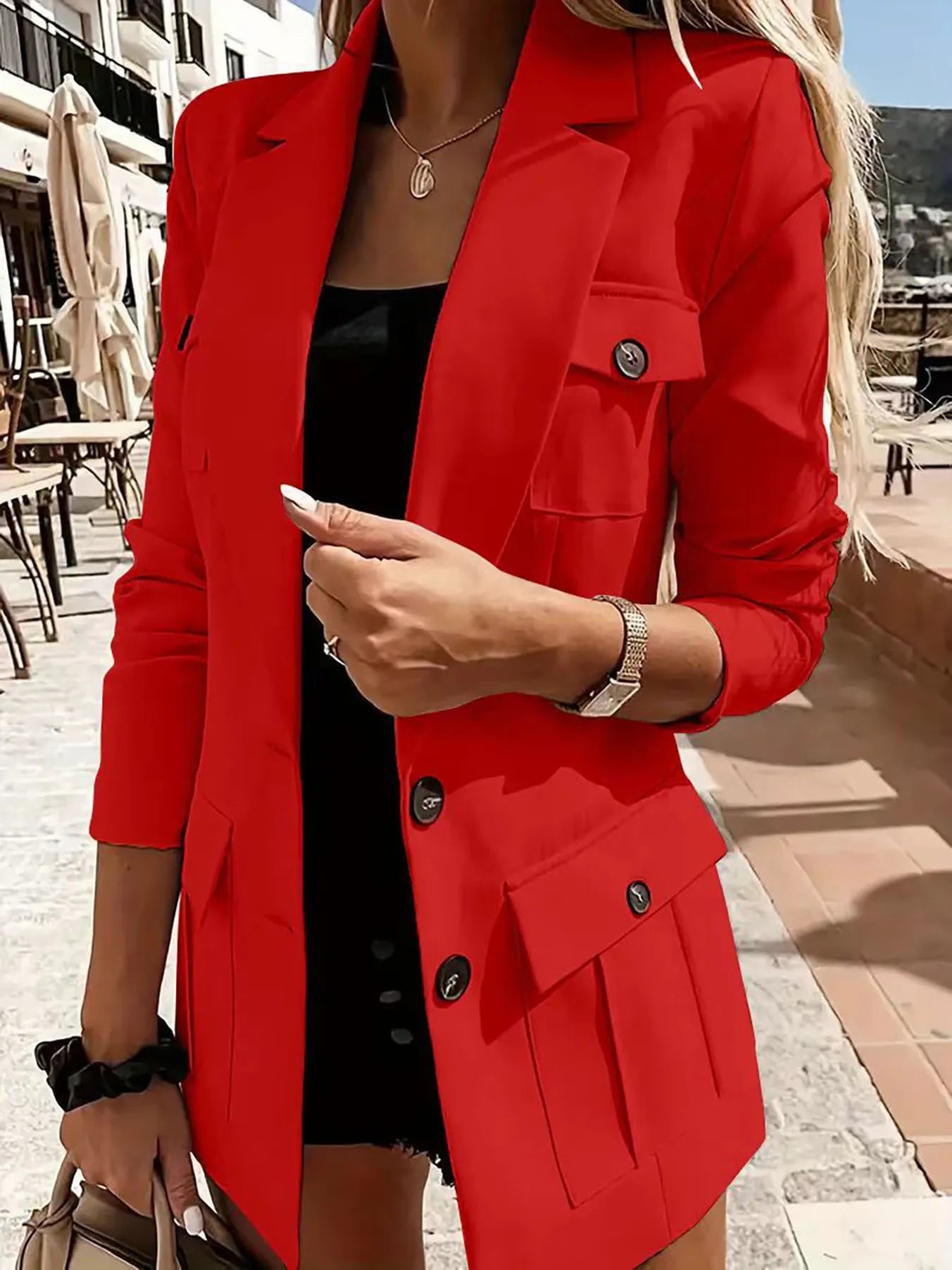 Evarine - Elegante blazer de manga larga con cuello de solapa