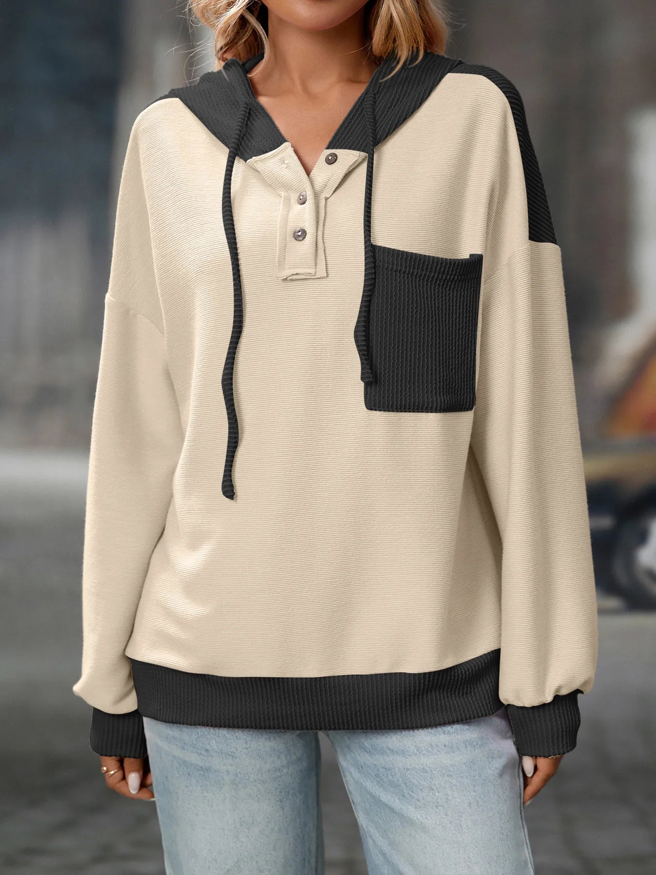 Seraphine - Chaqueta elegante e informal con capucha y cordón