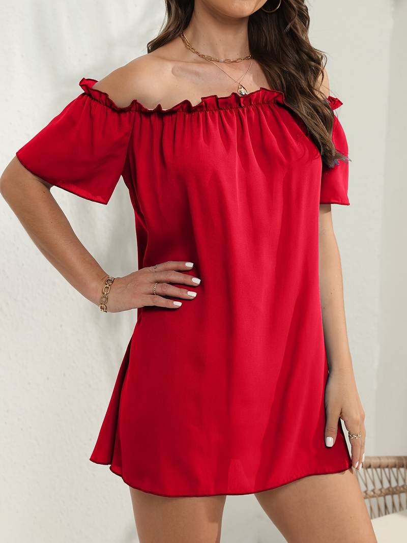 Mariana - Elegante minivestido de manga corta y hombros descubiertos