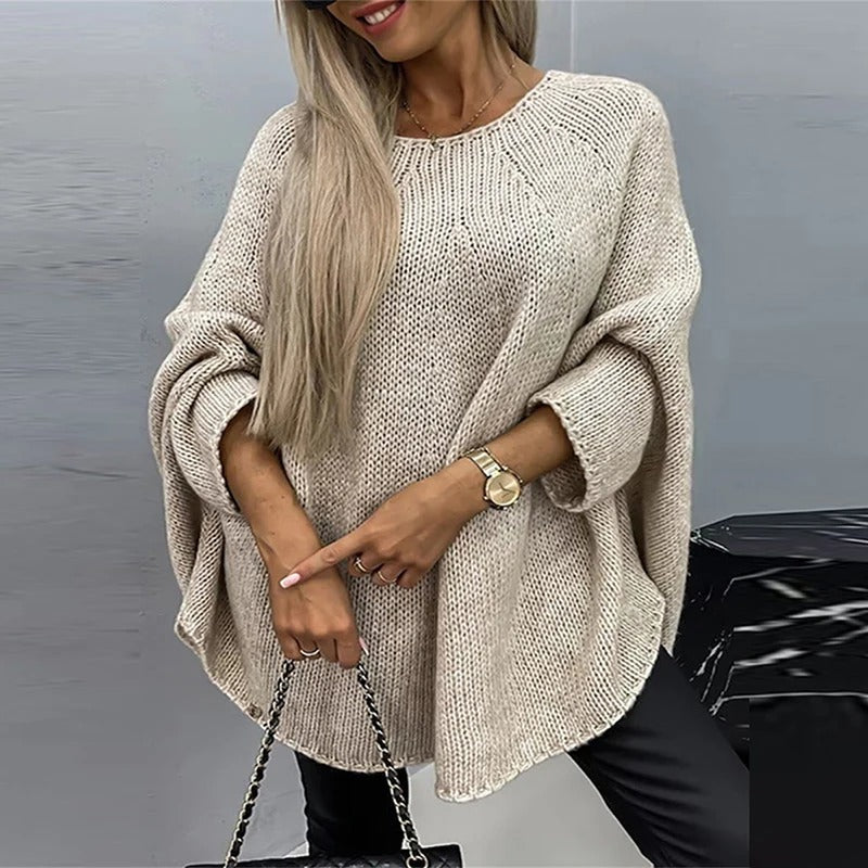 Quirina - Suéter elegante holgado de cuello redondo