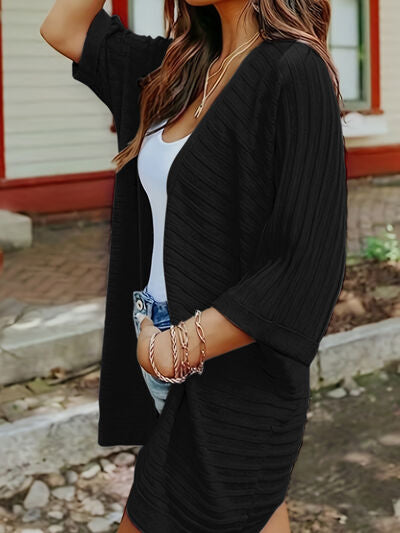 Raquel - Chaqueta informal de punto a rayas con parte delantera abierta