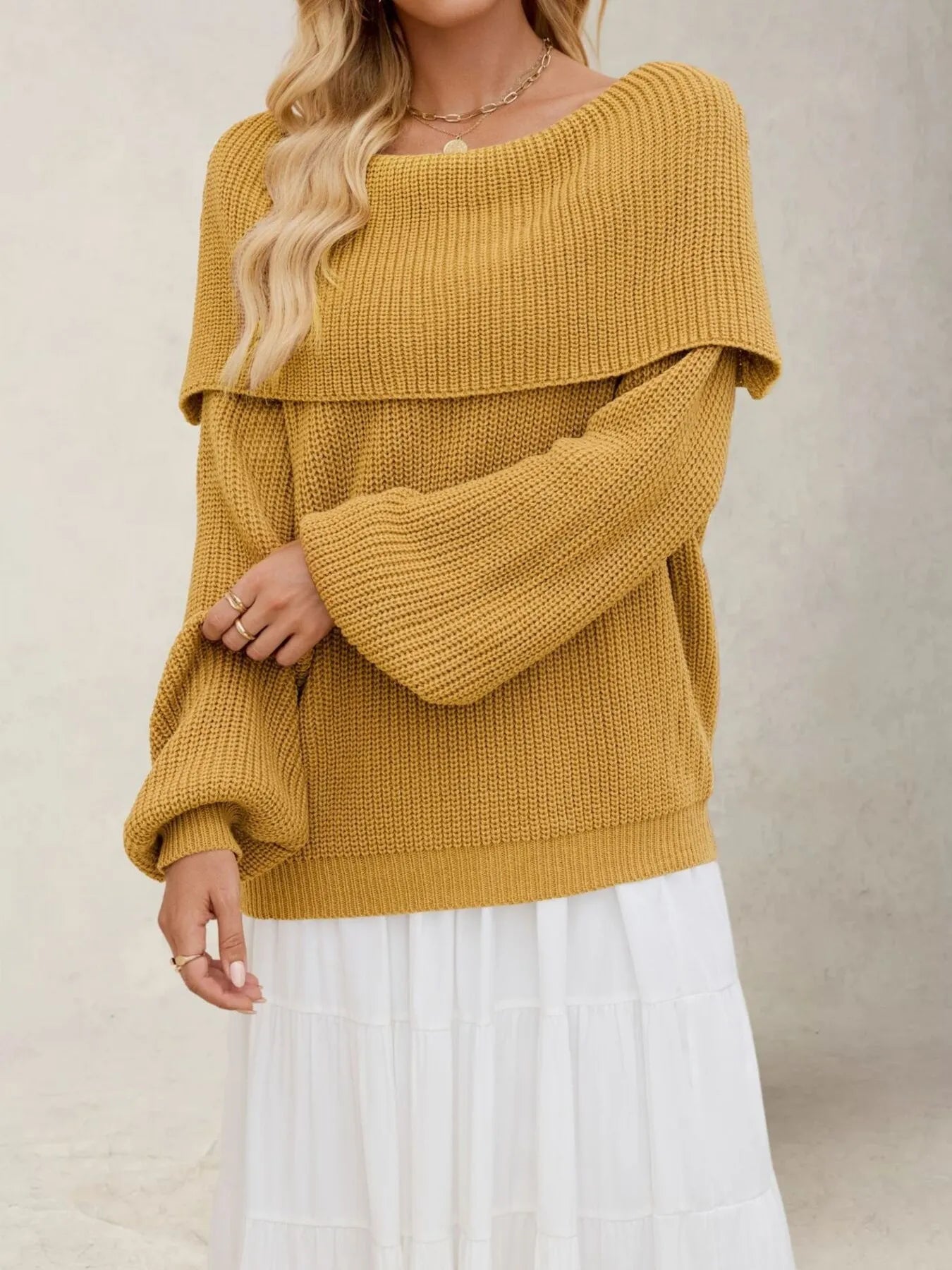 Xelaria - Jersey holgado y elegante de manga larga con solapa