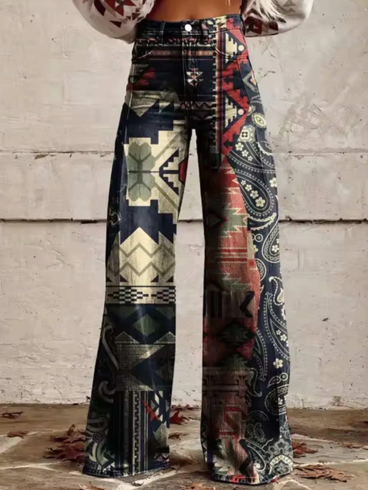 Verónica – Pantalón Ancho con Estampado de Luces LED