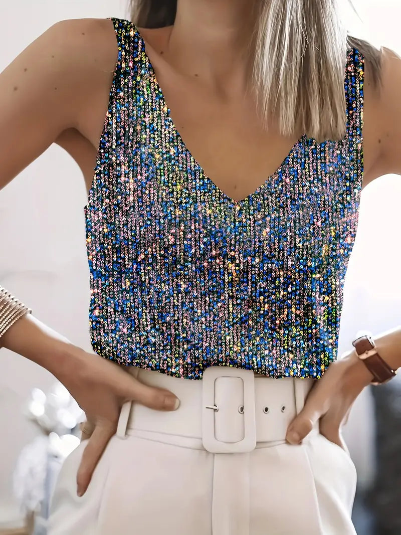 Uma – Elegante top sin mangas con lentejuelas