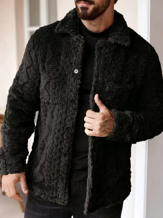 Calix - Chaqueta casual de forro polar con botones suaves