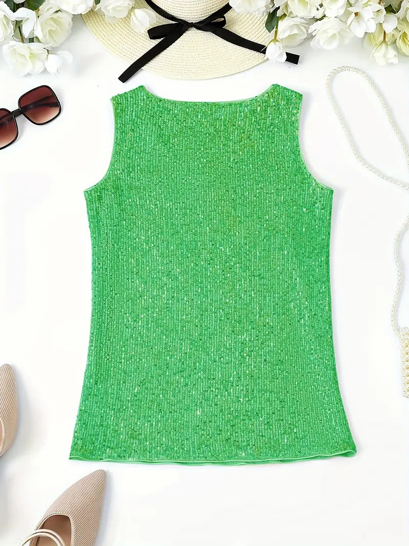 Uma – Elegante top sin mangas con lentejuelas