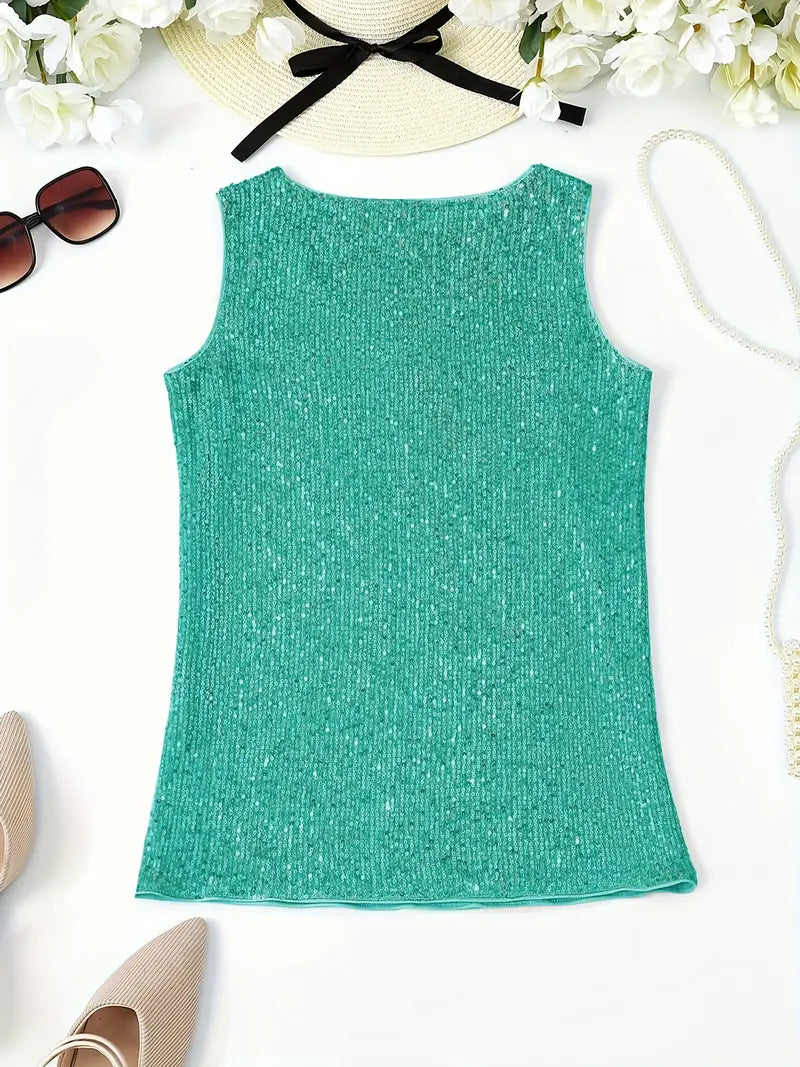 Uma – Elegante top sin mangas con lentejuelas