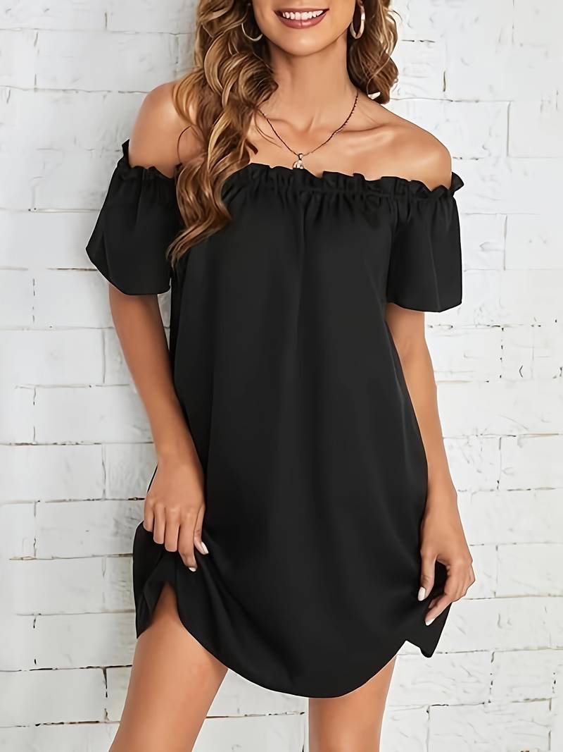 Mariana - Elegante minivestido de manga corta y hombros descubiertos