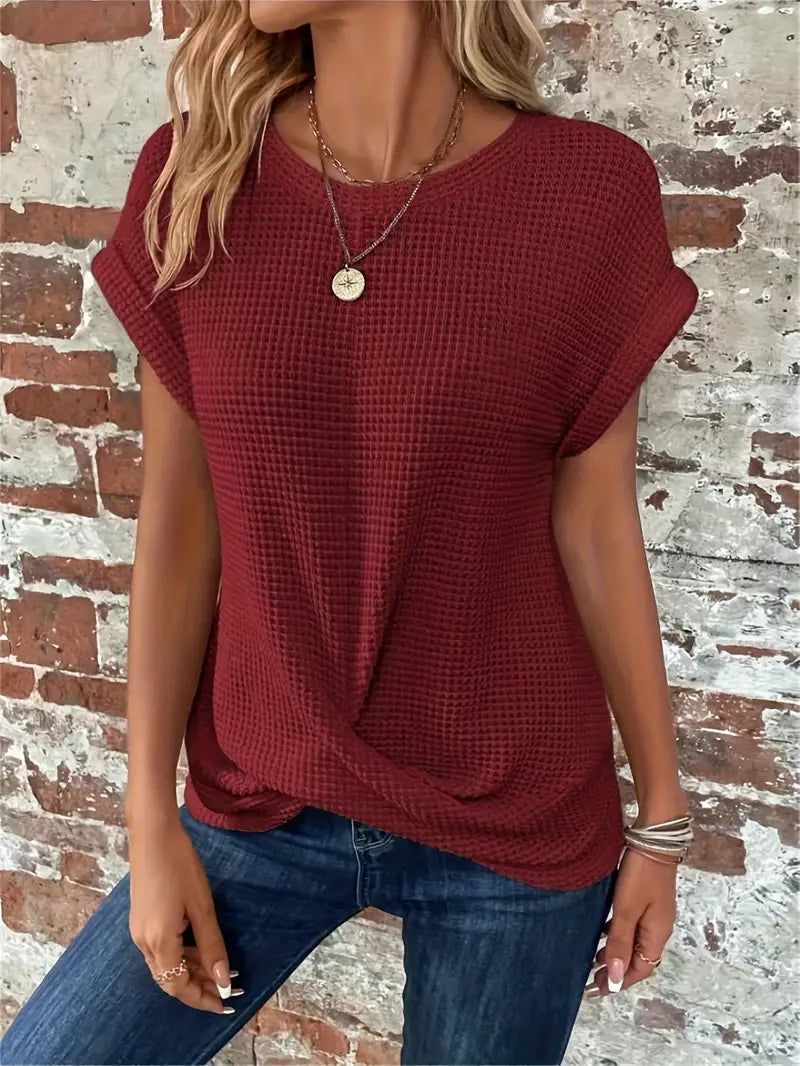 Azalea - Camiseta casual de punto con cuello redondo