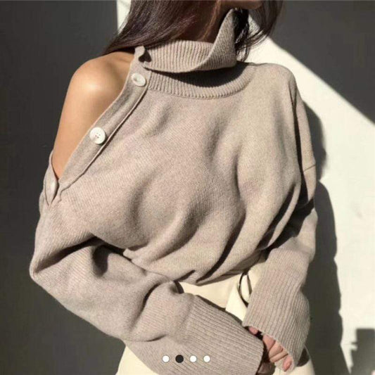 Suéter Elegante para Mujer de Punto Cuello de Tortuga Holgado