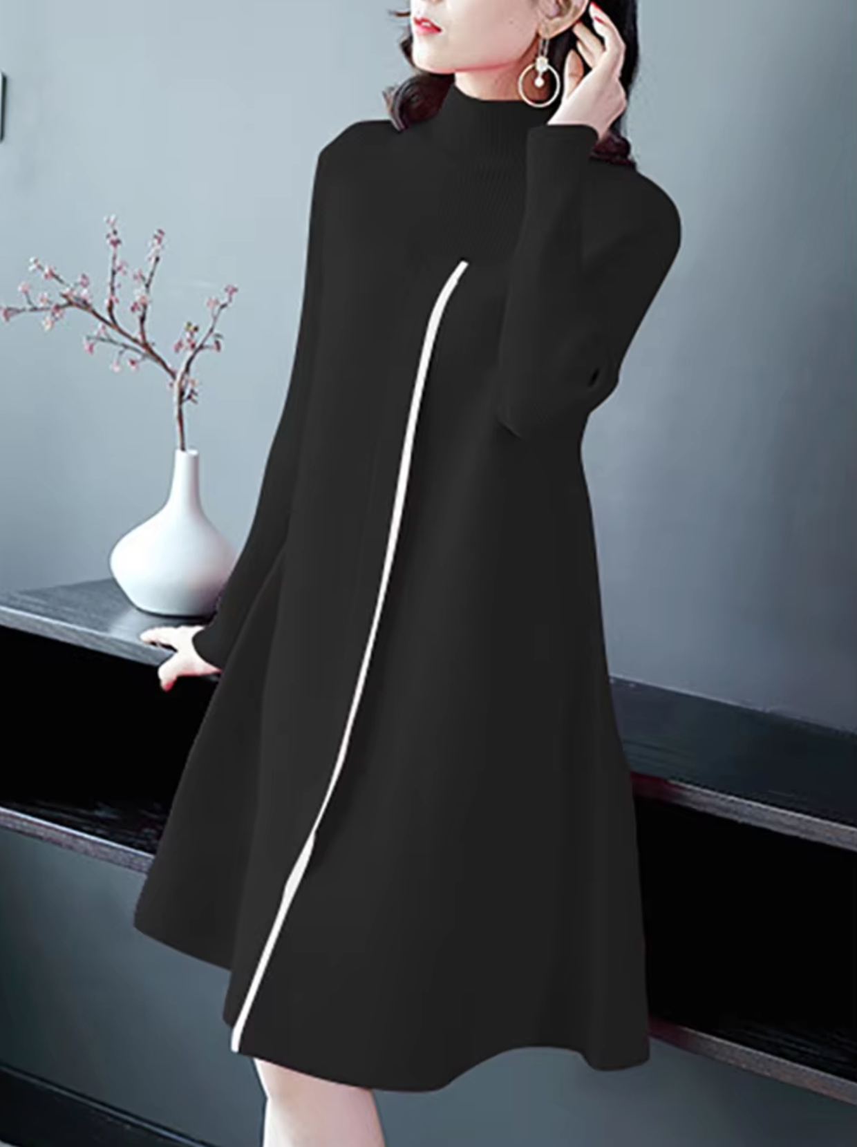 Bambi – Vestido vintage de punto con cuello alto
