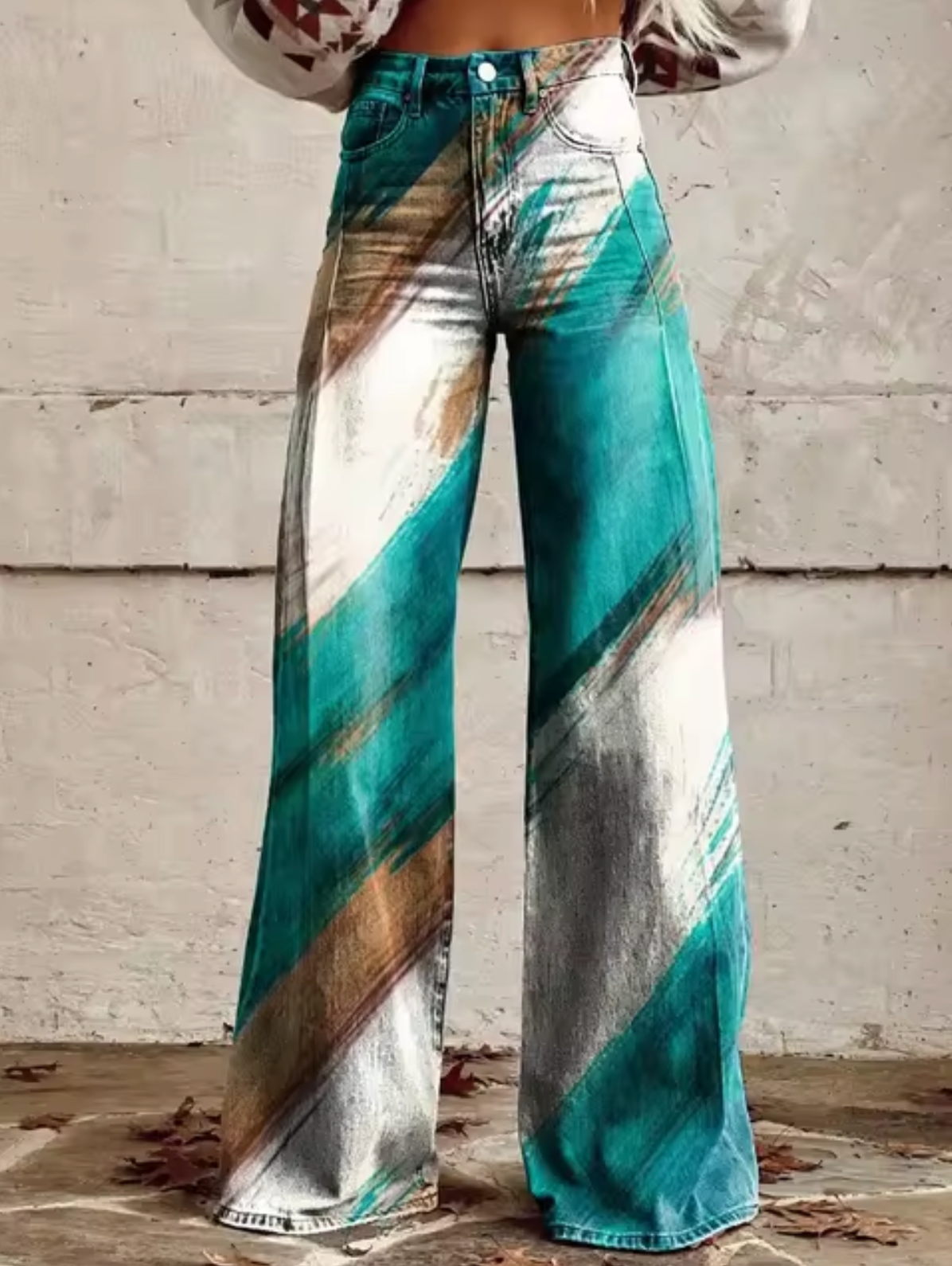 Verónica – Pantalón Ancho con Estampado de Luces LED
