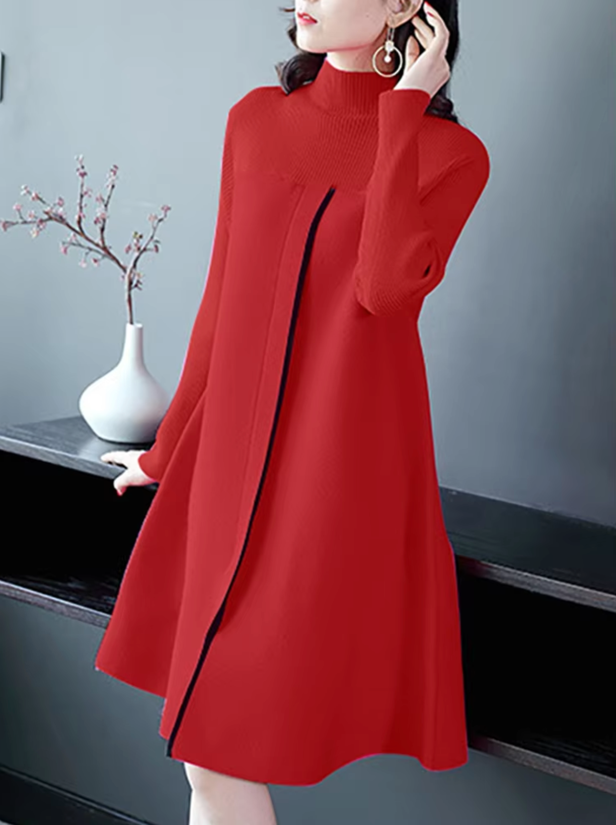 Bambi – Vestido vintage de punto con cuello alto