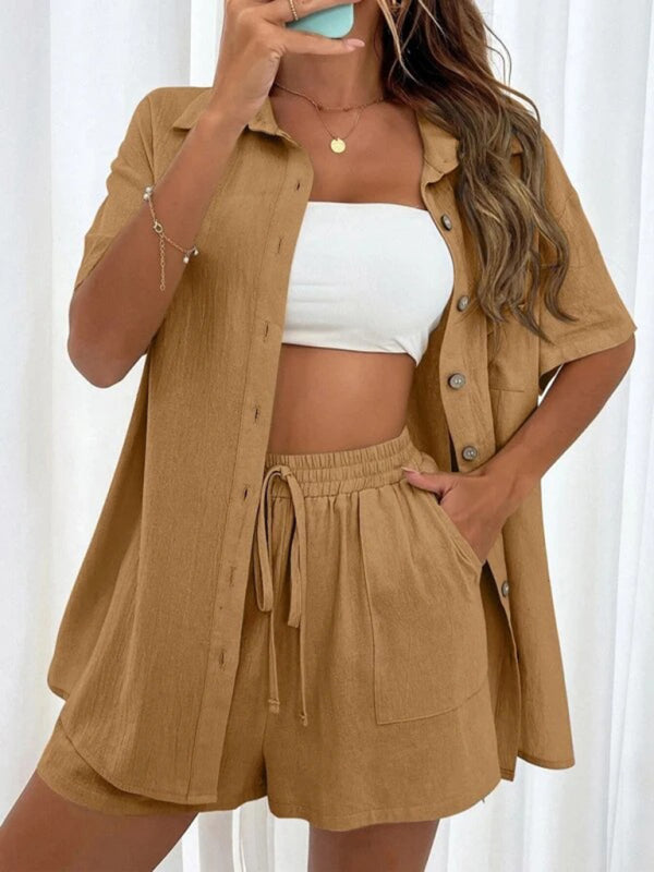 Zaynah - Conjunto casual de polo suelto y pantalón corto