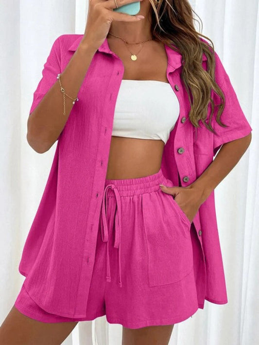 Zaynah - Conjunto casual de polo suelto y pantalón corto