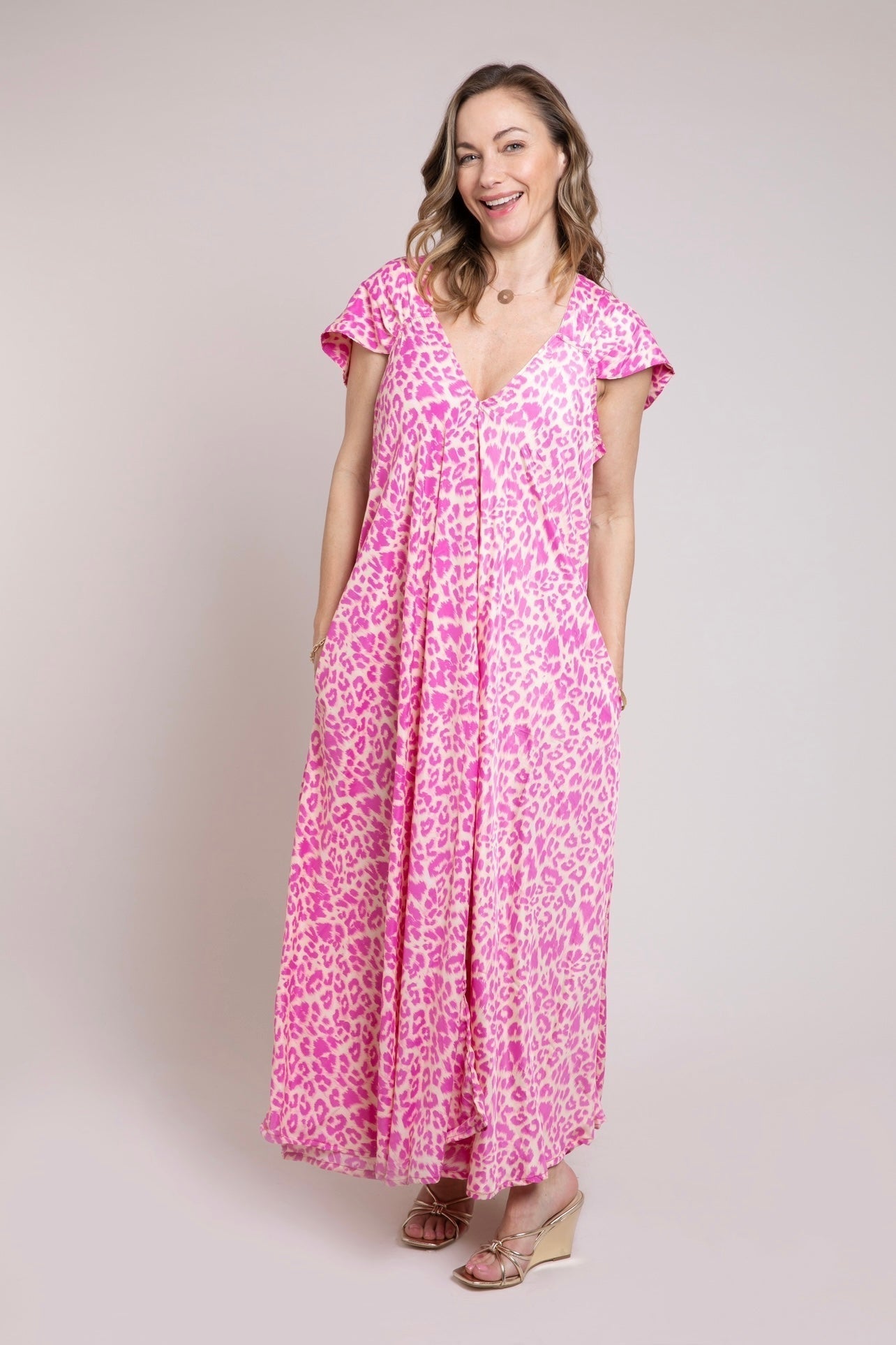 Anya - Vestido largo con estampado de leopardo