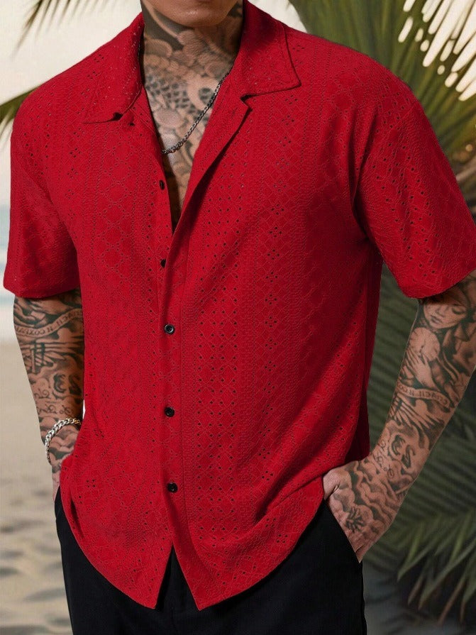 Franklin - Polo casual de jacquard con botones para hombre
