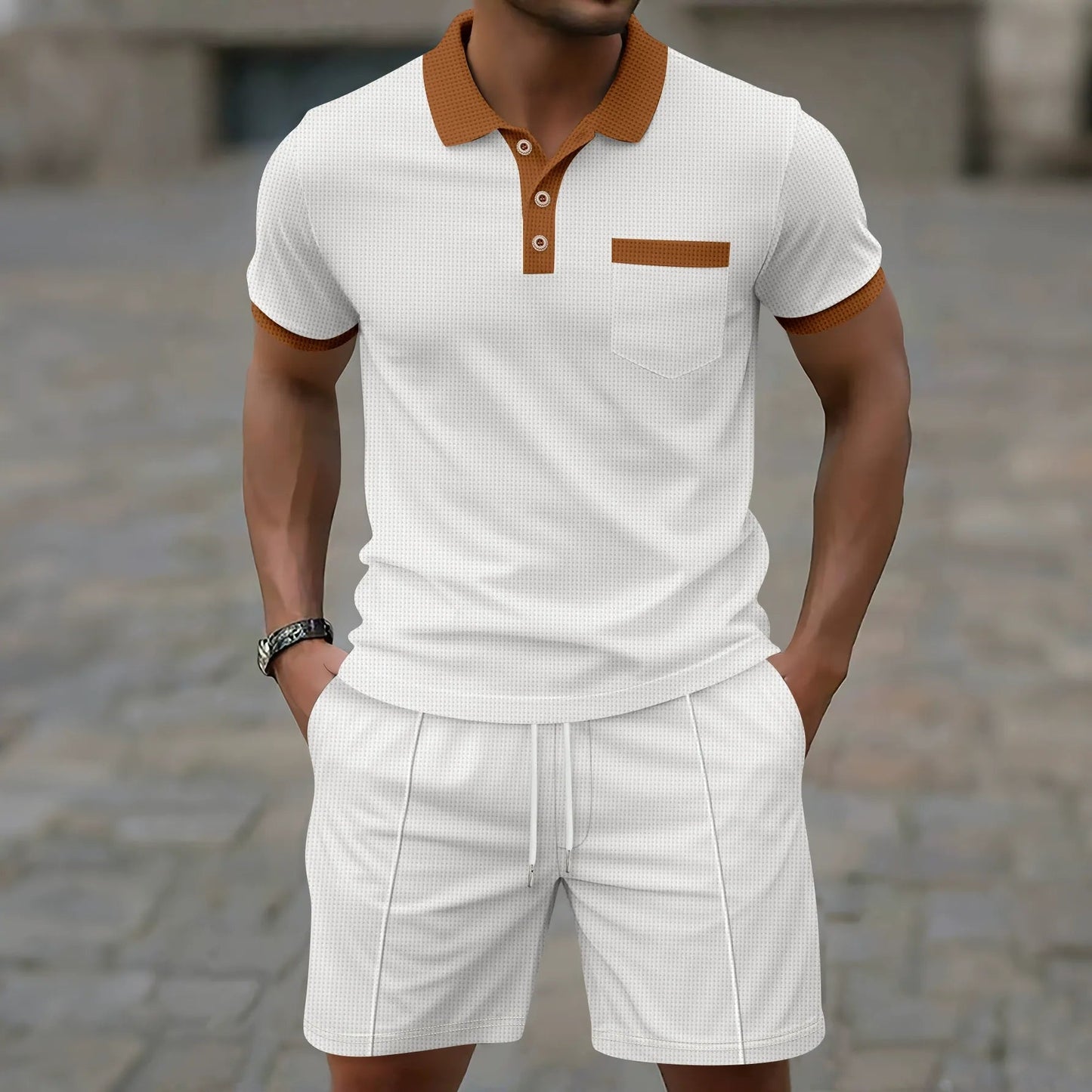 Alexis - Conjunto elegante de polo slim-fit y shorts para hombre