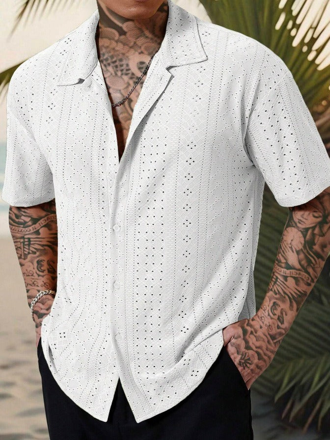 Franklin - Polo casual de jacquard con botones para hombre