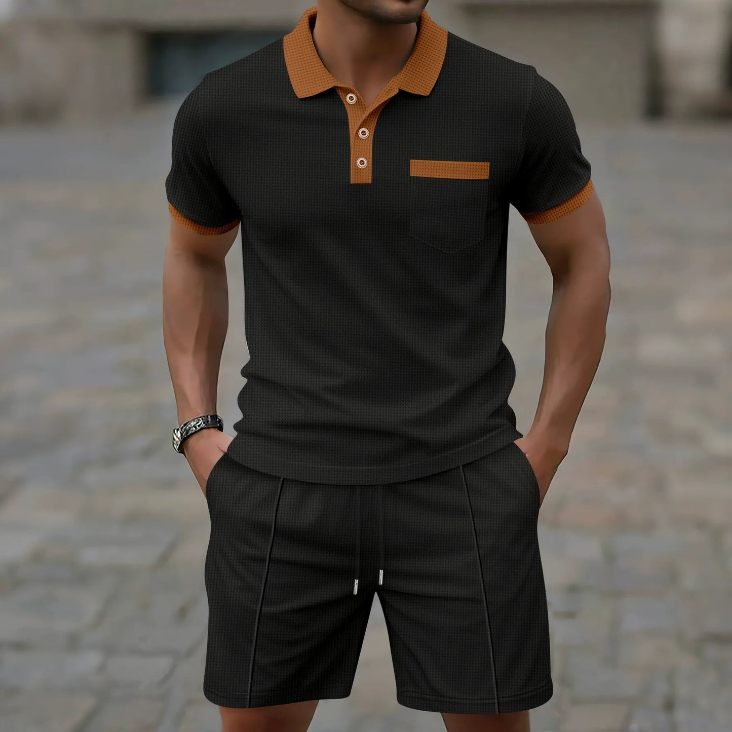 Alexis - Conjunto elegante de polo slim-fit y shorts para hombre