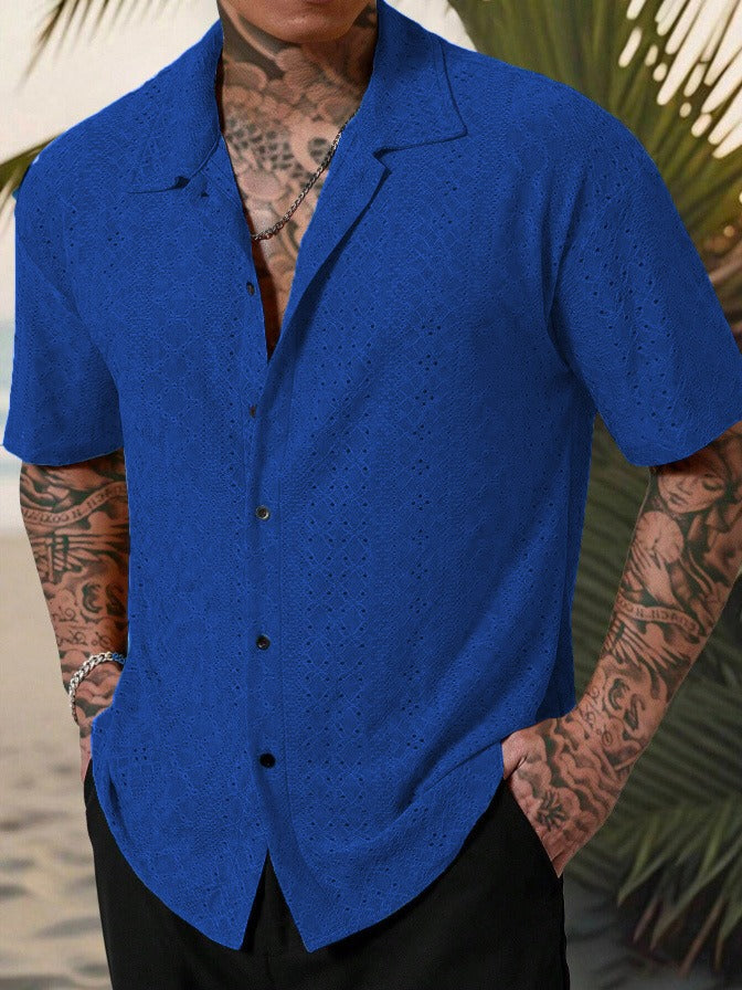 Franklin - Polo casual de jacquard con botones para hombre