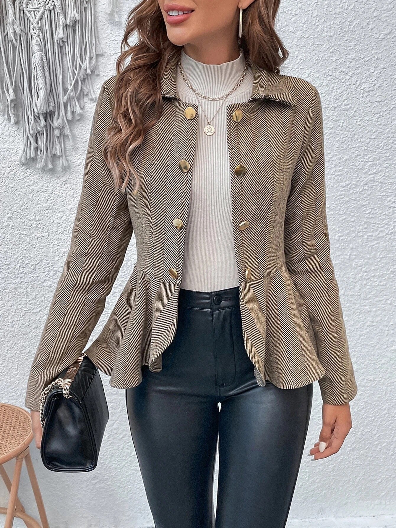 Jailene - Elegante chaqueta de traje de corte entallado y doble botonadura