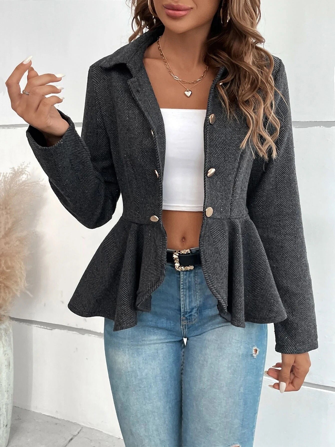 Jailene - Elegante chaqueta de traje de corte entallado y doble botonadura