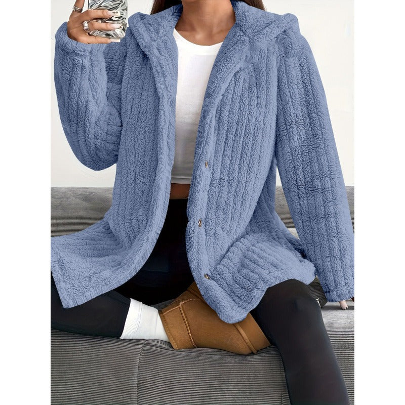 Lakisha - Elegante chaqueta holgada con capucha y forro polar