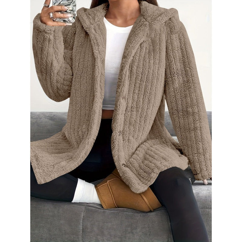 Lakisha - Elegante chaqueta holgada con capucha y forro polar