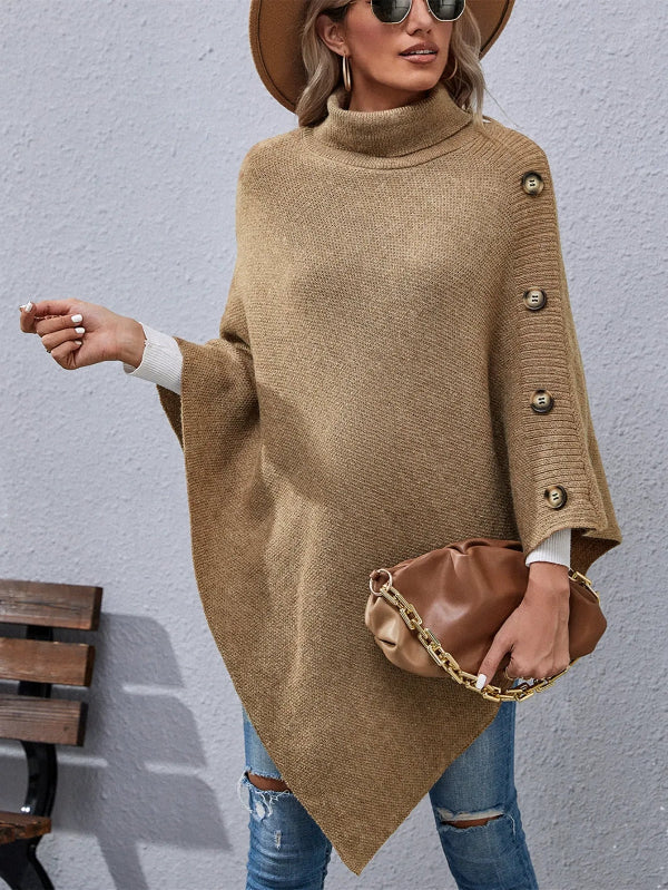 Wilma - Elegante suéter oversize de punto con cuello alto y mangas murciélago
