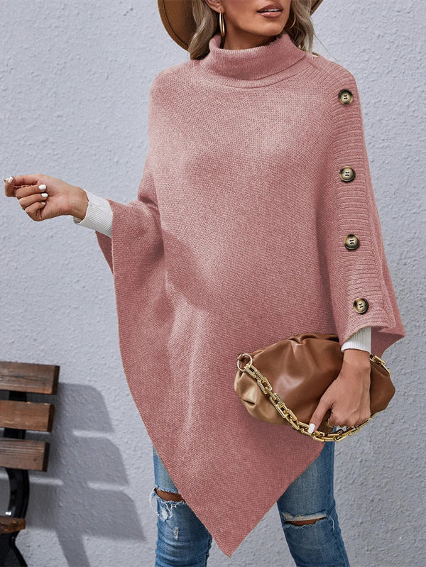 Wilma - Elegante suéter oversize de punto con cuello alto y mangas murciélago