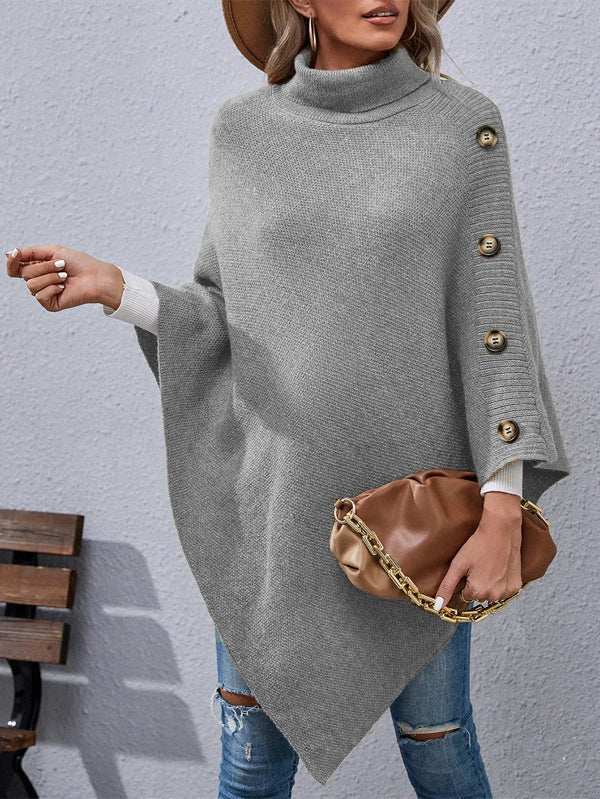 Wilma - Elegante suéter oversize de punto con cuello alto y mangas murciélago