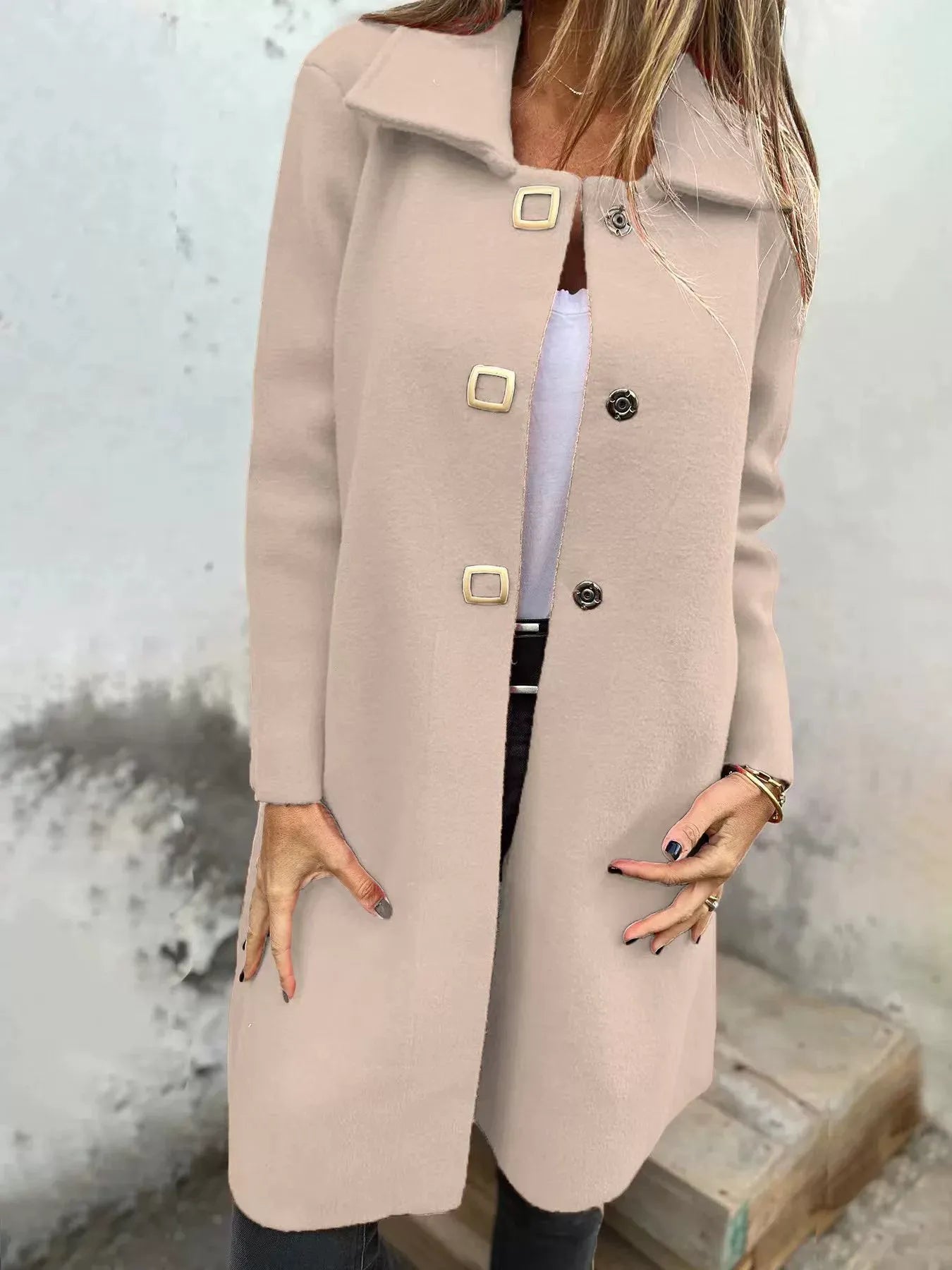 Larissa - Elegante abrigo de solapa de longitud media