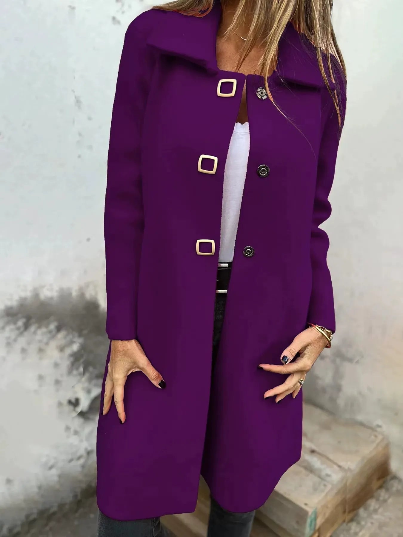 Larissa - Elegante abrigo de solapa de longitud media